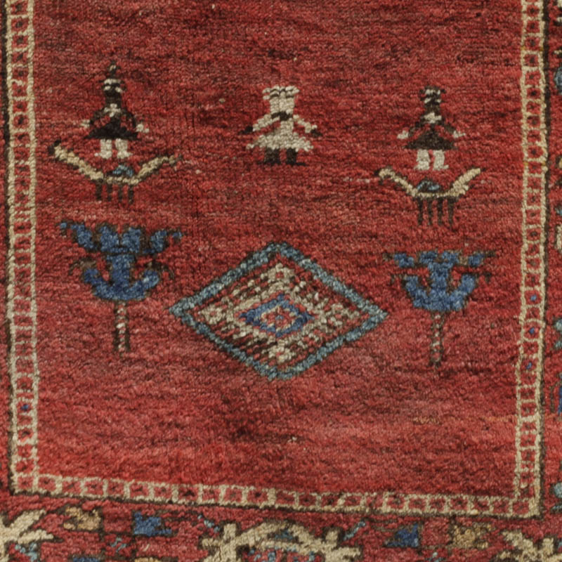  Kurdish rug with humans and animals - human figures